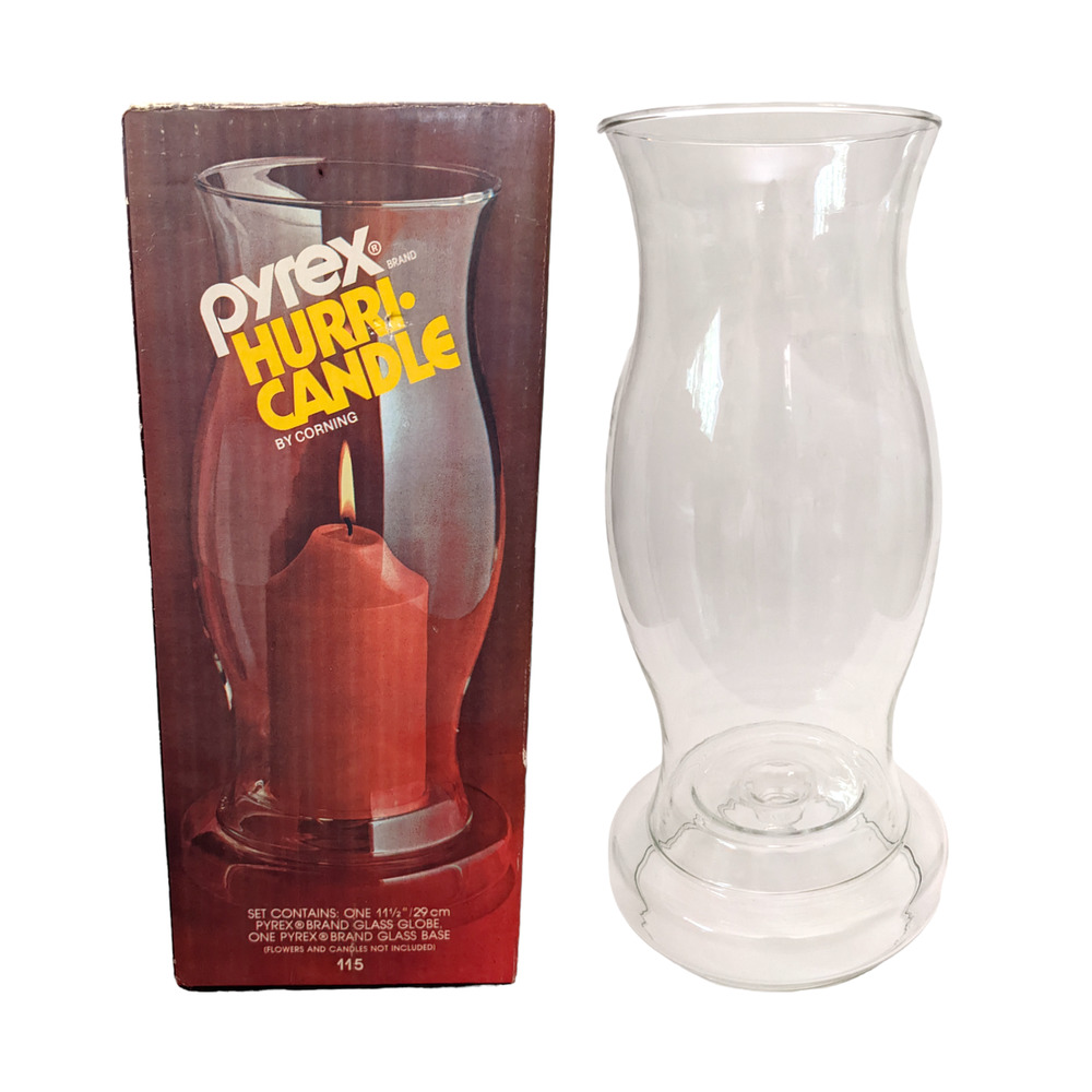 Vintage Pyrex Hurri-Candle Hurricane Candle Holder, Pyrex Candle‎ Holder, 1970's